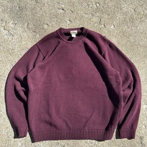 Vintage L.L. Bean Men's Crewneck Sweater in Burgundy